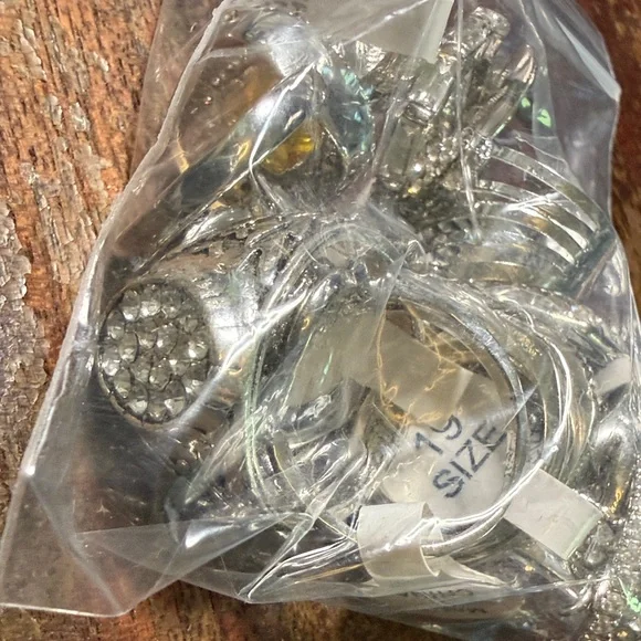 Assorted Silver-Tone Rhinestone Rings - Picture 5 of 6